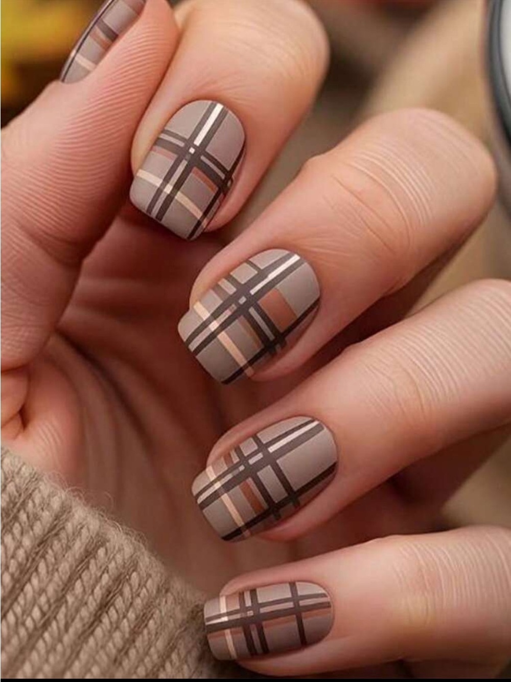 Brown Plaid Press-On Nail Set NEW 🏷️